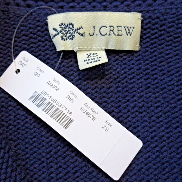 NWT J.Crew Sweater Jacket with Lobster Detail in Raw Indigo Natural Cardigan XS - Picture 8 of 11